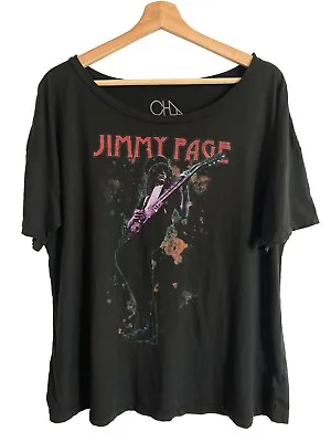 Buy Jimmy PageWomen Boxy T-shirt By Chaser Brand 70's Rock Band Led Zeppelin • 42.67£