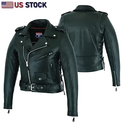 Buy Highway Leather Women's Full Length Motorcycle Jacket With Side Lace Ammo Pocket • 94.07£