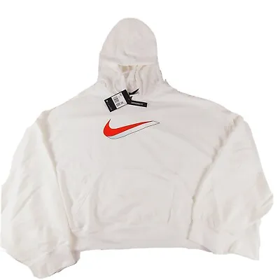 Buy Nike Womens Hoodie XXL Fleece White Pullover Long Sleeve NSW Icon Clash • 32.99£