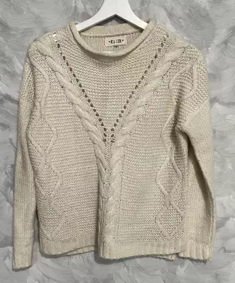 Buy New Look Cream Beige Chunky Knit Pullover Dress Jumper Crew Neck Small 8 10 • 8£