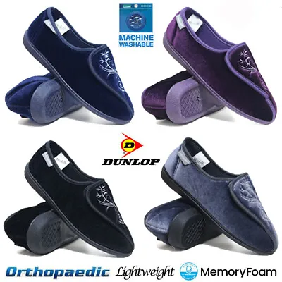 Buy Ladies Dunlop Orthopaedic Slippers Diabetic Winter Warm Easy Close Wide Shoes • 9.95£