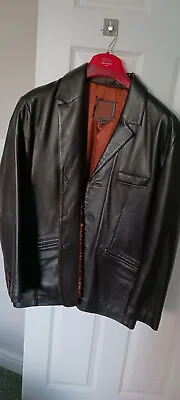 Buy Mens Helium Dark Brown Leather Jacket Size L Copper Polyester/Satin Lining • 70£