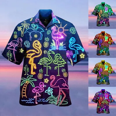 Buy Mens Hawaiian Shirt Surf Printed Beach Holiday Dance Fancy Stag Party Rockabilly • 2.89£