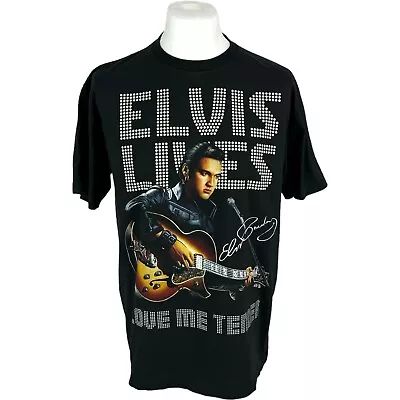 Buy Elvis T Shirt Black Large Graphic The King USA America Elvis Band Tee L • 22.50£