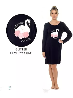 Buy  Ladies Long Sleeve Night Shirt Nightdress Nightie Nightshirt PJ Pyjamas  • 9.95£