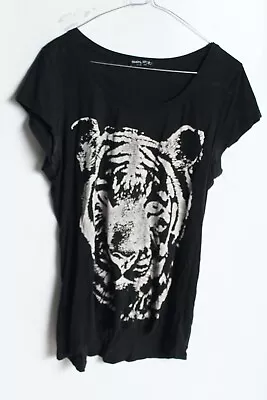 Buy Select Womens Tiger Print Grunge Tshirt - Black - Size 14 (e15) • 3.99£