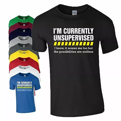 Buy Currently Unsupervised T-Shirt Funny Rude Joke Birthday Xmas Gift Men Women Top • 6.99£