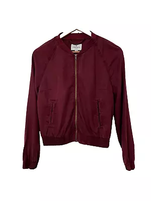 Buy American Eagle Womens Soft Shell Bomber Jacket Red Burgundy Zip Through Size S • 26.99£