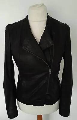 Buy YAS - Biker Style REAL LEATHER Jacket Black Soft Size M 10 • 74.99£