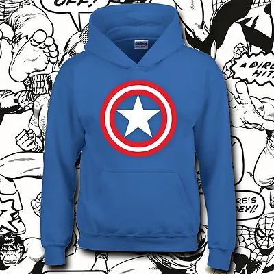 Buy Marvel Captain America Shield Hoodie Adult And Kids Sizes Hoody • 20£