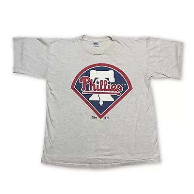 Buy Vintage Salem Sportswear T Shirt XL 1992 Phillies MLB Graphic Grey Single Stitch • 29.99£