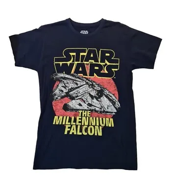 Buy Star Wars The Millennium Falcon T Shirt Medium 100% Cotton Navy Blue • 10£