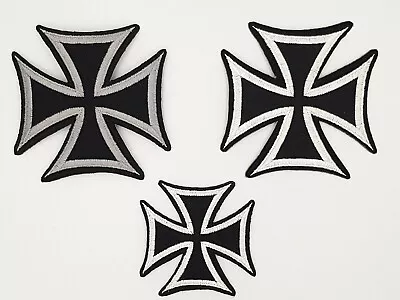 Buy Iron Cross Embroidered Iron On Sew On Patch Biker Badge 2 Sizes • 2.20£