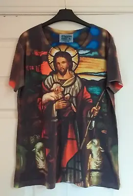 Buy Yizzam USA XL Easter Jesus Lamb Of God Stained Glass Design Meme Tee T Shirt • 10.99£