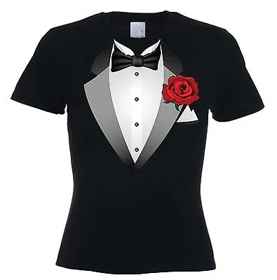 Buy TUXEDO LADIES T-SHIRT - Fancy Dress Outfit Hen Party Tux - FREE POSTAGE • 12.95£