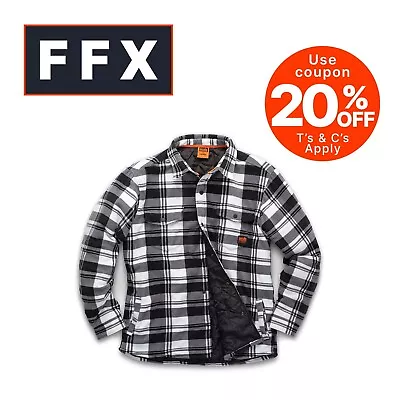 Buy Scruffs T553 Worker Padded Checked Thick Over Shirt Black And White S M L XL XXL • 22.20£