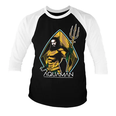 Buy Officially Licensed Aquaman Baseball 3/4 Sleeve T-Shirt S-XXL Sizes • 24.12£
