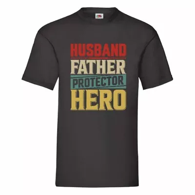 Buy Husband Father Protector Hero T Shirt Small-2XL Fathers Day • 11.99£