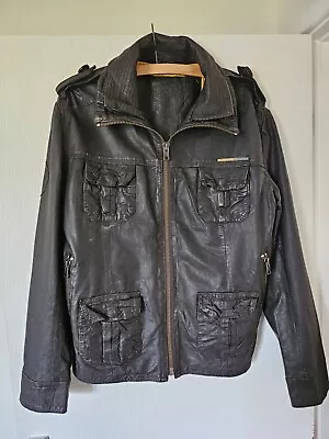 Buy SUPERDRY Brad Leather Jacket Belstaff Racer Biker Idris Ryan Hero  Brown Large • 55£