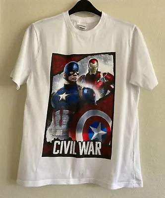 Buy New - No Tag - Marvel Captain America Civil War T Shirt, White/multi, Medium • 9.95£