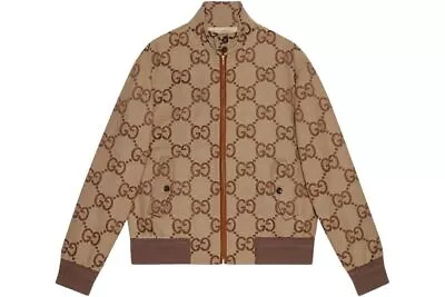 Buy RRP 2200$ Gucci Monogram Jumbo GG Canvas Cotton Jacquard Jacket Full Zip Size L • 900£