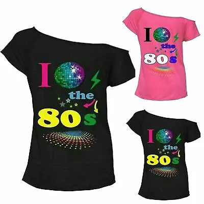 Buy Women's Ladies I Love The 80s Stars Globe Hen Party Top Retro Fancy T-shirt Top • 8.19£