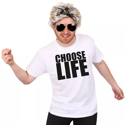 Buy Choose Life T-shirt Wig & Glasses 1980's Popstar Celebrity Unisex Fancy Dress • 5.99£