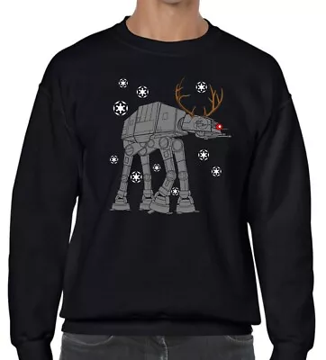 Buy STAR WARS CHRISTMAS REINDEER AT-AT Unisex Humorous Funny Black Sweater Jumper • 21.99£