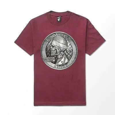 Buy Authentic Famous Stars And Straps In Us We Trust Graphic Burgundy T-Shirt- CA3 • 12.99£