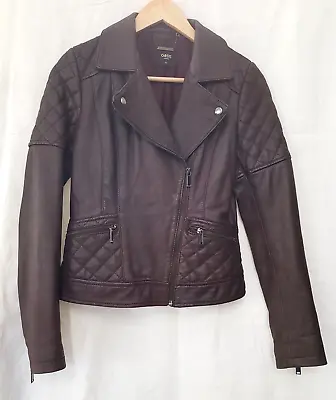 Buy Oasis Leather Biker Style Jacket. Dark Burgundy. Lined. Really Soft. Size XS • 45£