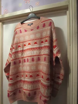 Buy Ladies Novelty Christmas Themed Pink Jumper Size 24/26 By Studio • 15£
