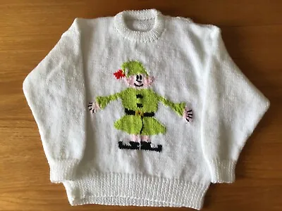 Buy Hand Knitted White Elf Jumper Size 28”(71cm)  All Proceeds Go To Cancer Research • 30£
