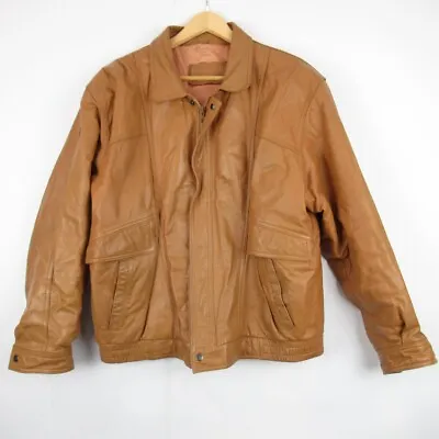 Buy David Conrad 8Jacket Real Leather Bomber Coat Light Brown Lined Size 42 Zip • 31.24£
