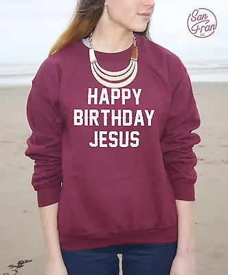 Buy * HAPPY BIRTHDAY JESUS Christmas Jumper Sweater Top Santa Festive T-shirt Funny* • 23.99£