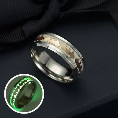 Buy Jewelry Gifts Batman Punk Stainless Steel Glow In The Dark Luminous Band Ring • 3.29£