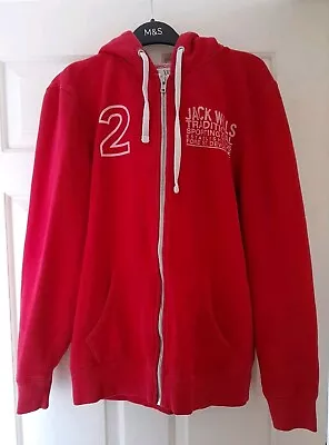 Buy Jack Wills Men's Red Teddy Fleece Lined Full Zip Hoodie Size Medium VGC • 13.95£