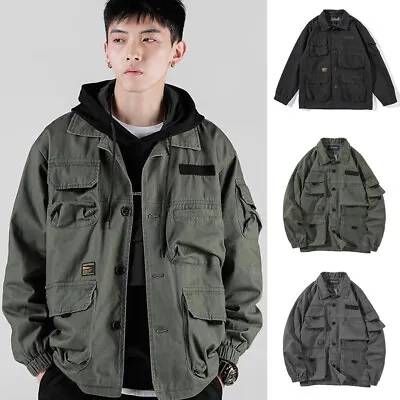 Buy Autumn Jackets For Women Mens Army Multi-Pockets Loose Streetwear Outdoor Coat 、 • 12.22£