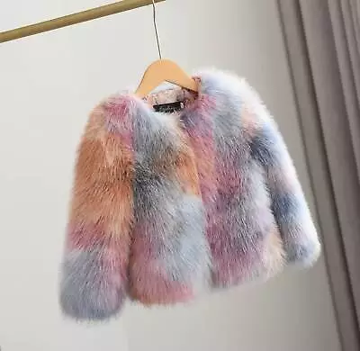 Buy New 2024 Kids Faux Fur Baby Thick Parka Girl Warm Jacket Coat Outerwear Children • 6.99£