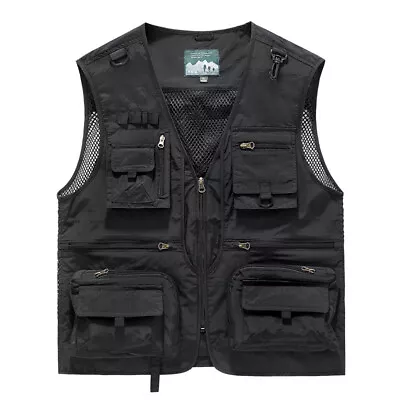 Buy Men's Cargo Vest Jacket Sleeveless Fishing Travel Mens Summer Bodybuilding Cost • 20.99£