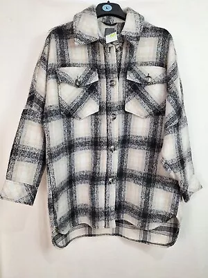 Buy Primark Ladies Button Front Single Breasted Checked Coat Jacket Medium New • 19.95£