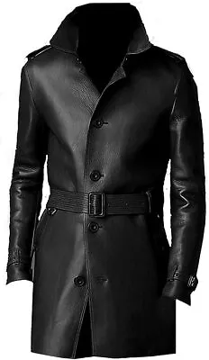 Buy Women's Style Trench Coat Street Wear Designer Sheepskin Black Leather Coat 200 • 141.68£