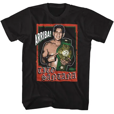 Buy Powertown Arriba Tito Santana Photo Title Belt WWE Wrestling Champ Men's T Shirt • 40.25£