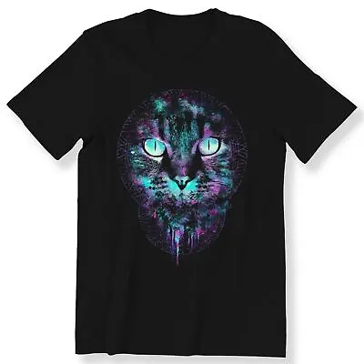 Buy Cat Lovers Men's Ladies Splash Colours Black Cat Dark Colors T-shirt Graphic Tee • 12.99£