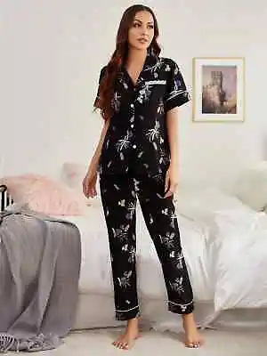 Buy Women Ladies Plain Silky Satin Pyjamas Silk PJ'S Sleepwear Long Sleeve Nightwear • 16.51£