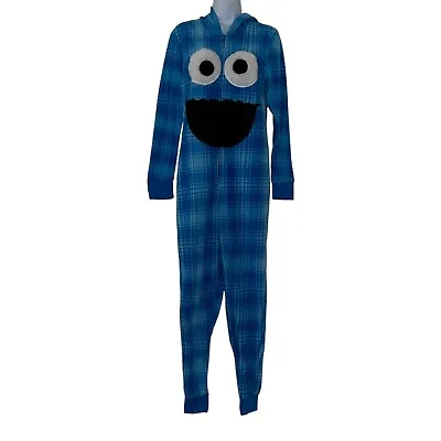 Buy Sesame Street Cookie Monster Unionsuit Juniors L 11 13 Blue Costume Pajamas PJs • 47.39£