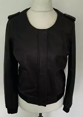 Buy M&S LIMITED EDITION - Soft REAL LEATHER Bomber Jacket BLACK Size 12 • 54.99£