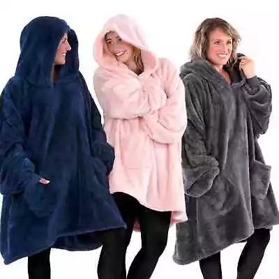 Buy SnugRug Oversized Long Hooded Adult Sherpa Big Fleece Blanket Hoodie Sweatshirt • 17.59£