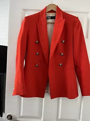 Buy Zara Ladies Red Double Breasted Blazer Jacket Size Xs • 15£
