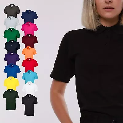 Buy Ladies & Girls Polo T Shirt Size 6 To 32 - WOMENS CLASSIC PLAIN LOOSE CASUAL • 9.99£