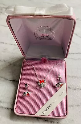 Buy Disney Park Gorgeous Minnie Mouse Swarovski Crystal Necklace & Earrings Set New  • 20£